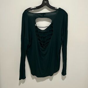 Express open back forest green long sleeve | S